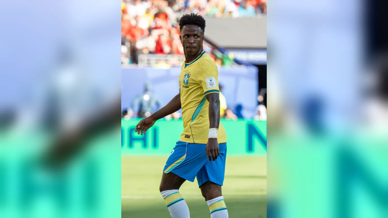 Xem lại bóng đá Xoilac - Vinícius Júnior trong trận Brazil gặp Morocco ngày 13/6/2026 Vinícius Júnior trong màu áo Brazil, ảnh minh họa cho mục xem lại bóng đá Xoilac